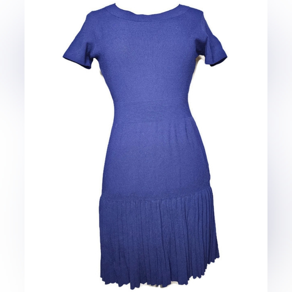 Sandro Blue Knit Short Sleeve Dress - Picture 2 of 12